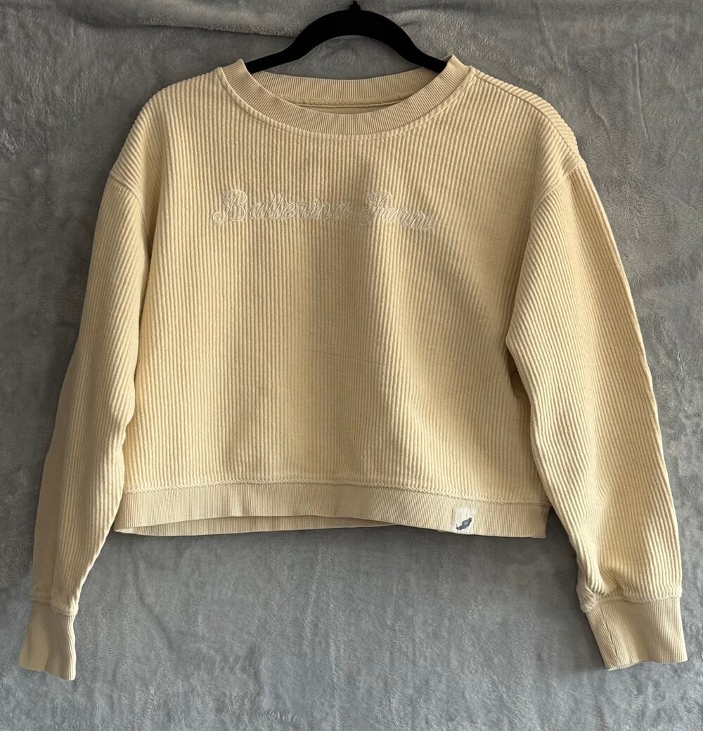 Ballerina Farm Ribbed Crewneck Sweatshirt League L Balletcore Cotton Ballet Mood